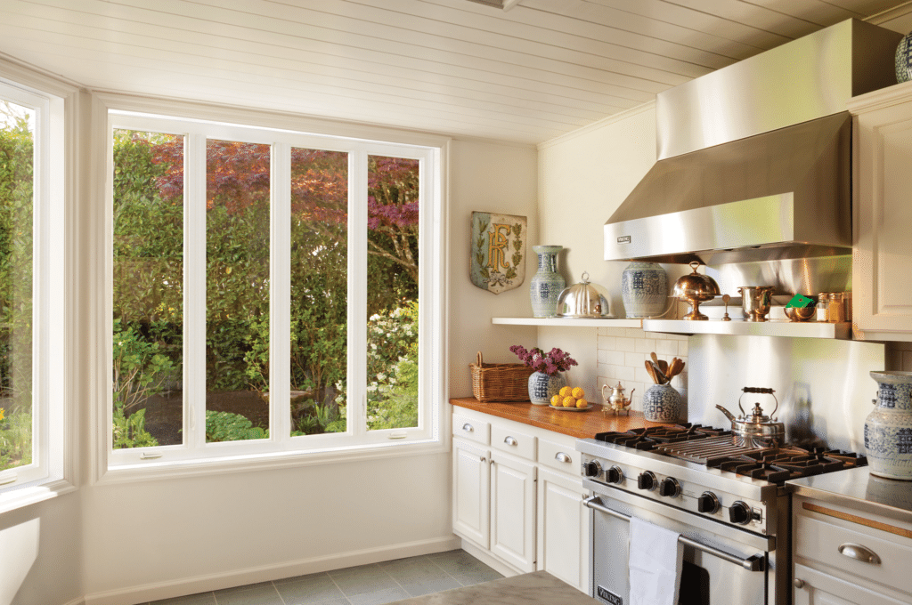 Residential windows in Pittsburgh, PA in a kitchen.  This is a 4-lite casement window.